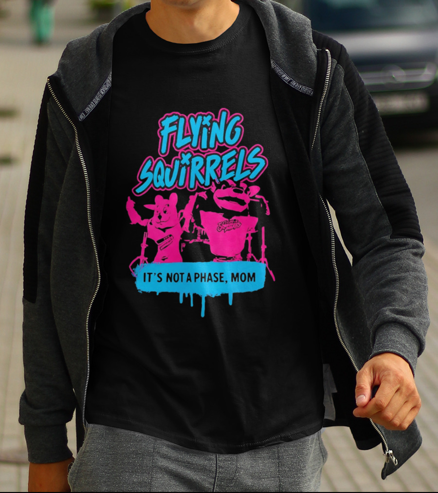 Richmond Flying Squirrels It's Not A Phase Mom Neon Squirrel Characters T-Shirt