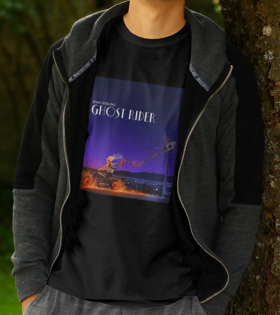 Ryan Gosling Ghost Rider Meets La La Land Lamppost Scene T-Shirt
