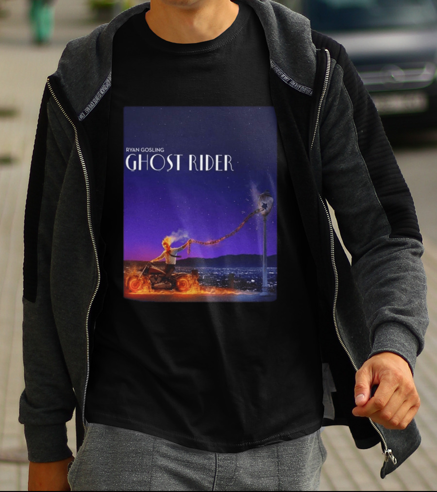 Ryan Gosling Ghost Rider Meets La La Land Lamppost Scene T-Shirt