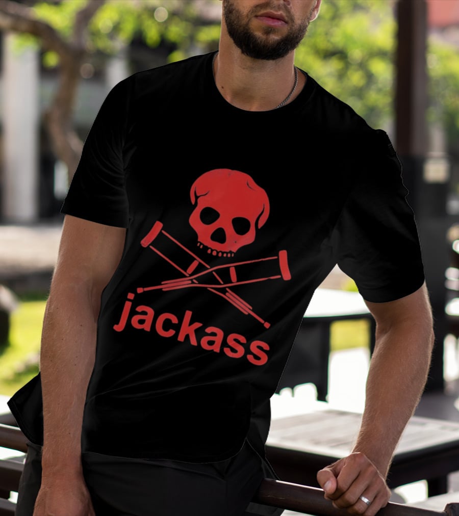 Skull Crutches Jackass Red T-Shirt