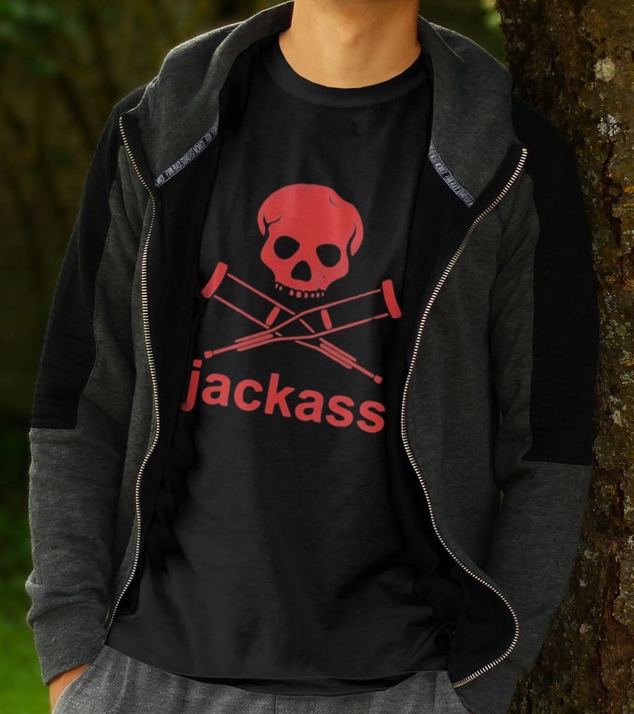 Skull Crutches Jackass Red T-Shirt