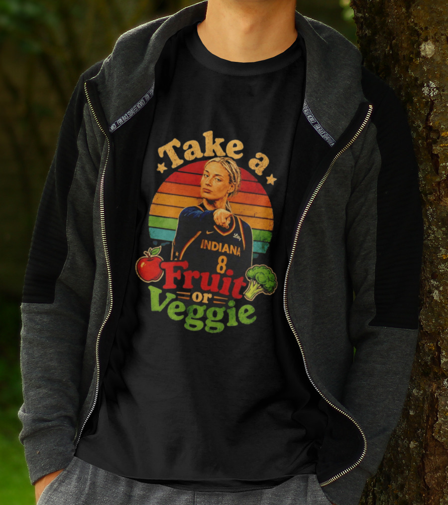 Sophie Cunningham Indiana Fever Take A Fruit Or Veggie Rainbow Stripes T-Shirt