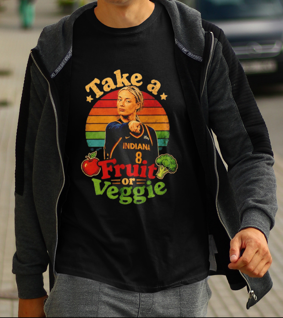 Sophie Cunningham Indiana Fever Take A Fruit Or Veggie Rainbow Stripes T-Shirt