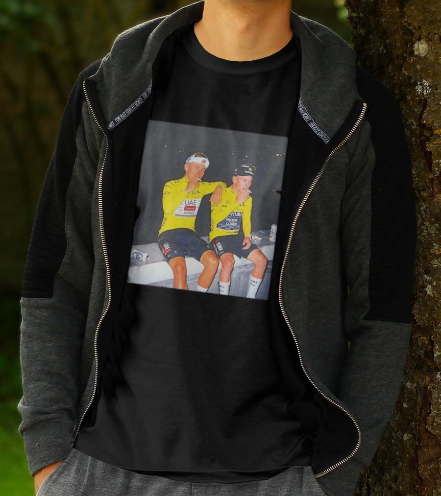 Tadej Pogačar Jonas Vingegaard Smoking LCL UAE Team Emirates Jumbo Visma Yellow Jersey T-Shirt