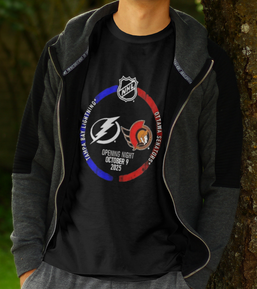 Tampa Bay Lightning Vs Ottawa Senators 2025 NHL Opening Night October 9 T-Shirt