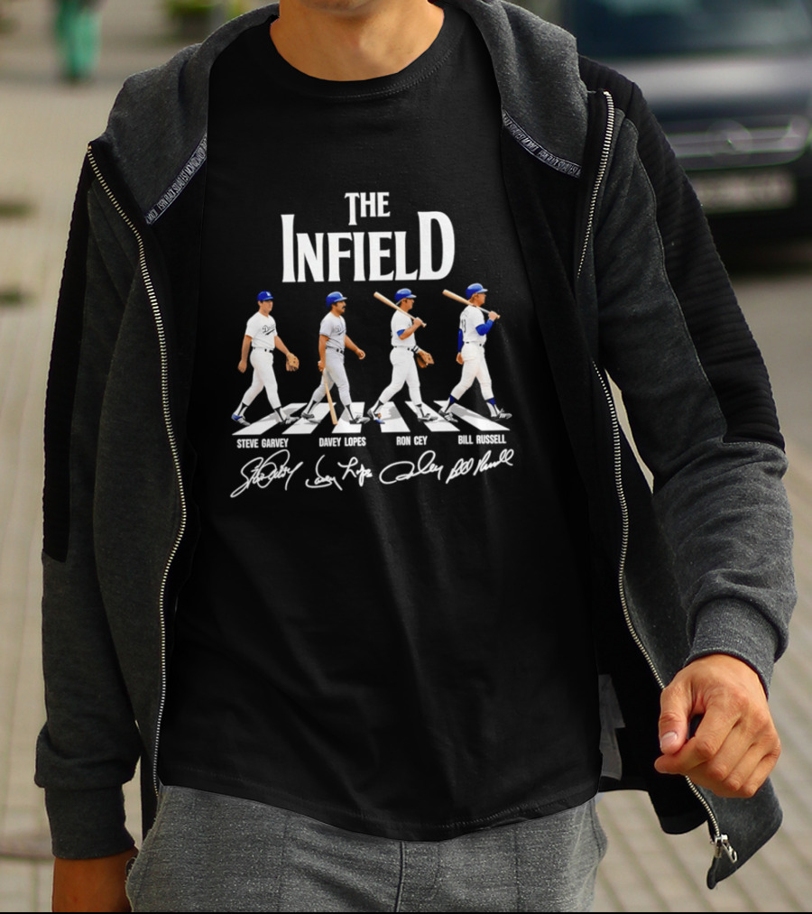 The Infield Steve Garvey Davey Lopes Ron Cey Bill Russell MLB Abbey Road T-Shirt