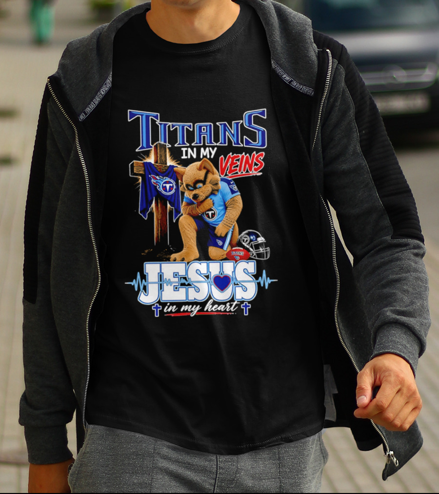 Tennessee Titans In My Veins Jesus In My Heart Rex T-Shirt
