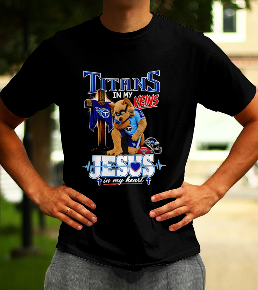 Tennessee Titans In My Veins Jesus In My Heart Rex T-Shirt