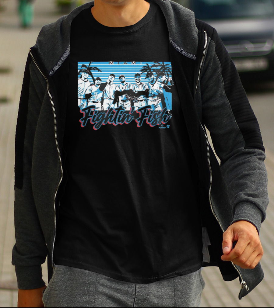 Miami Fightin' Fish Baseball Team Palm Trees T-Shirt