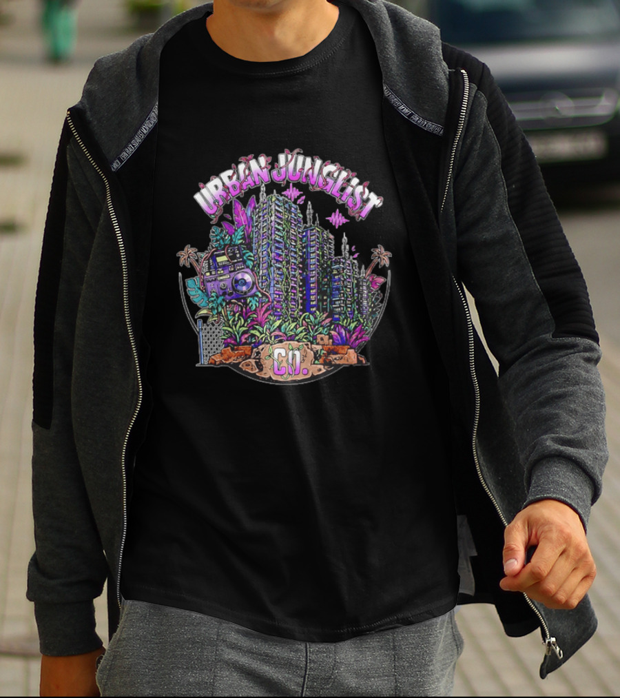 Urban Junglist Co Jungle Cityscape Boombox Vibes T-Shirt