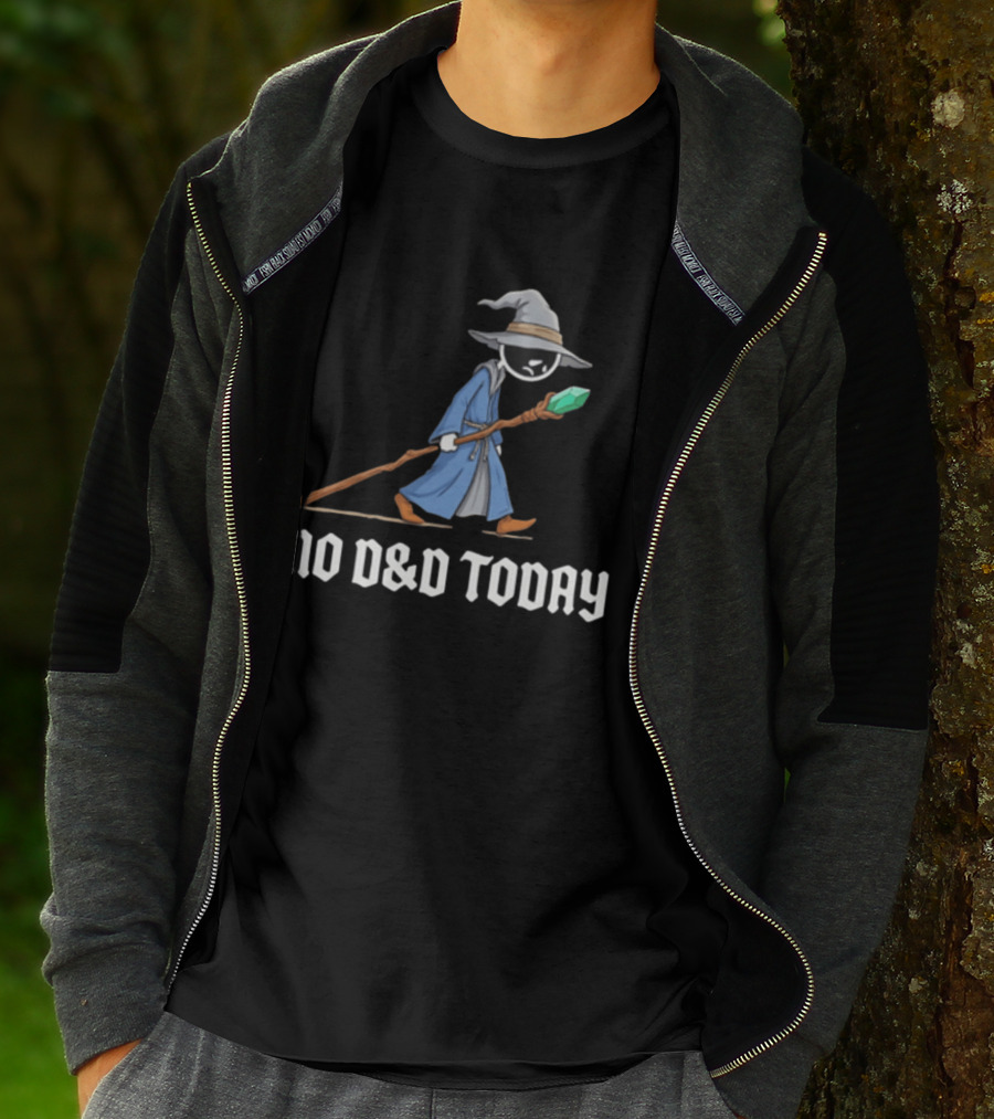 No D&D Today Cartoon Wizard With Staff And Hat T-Shirt