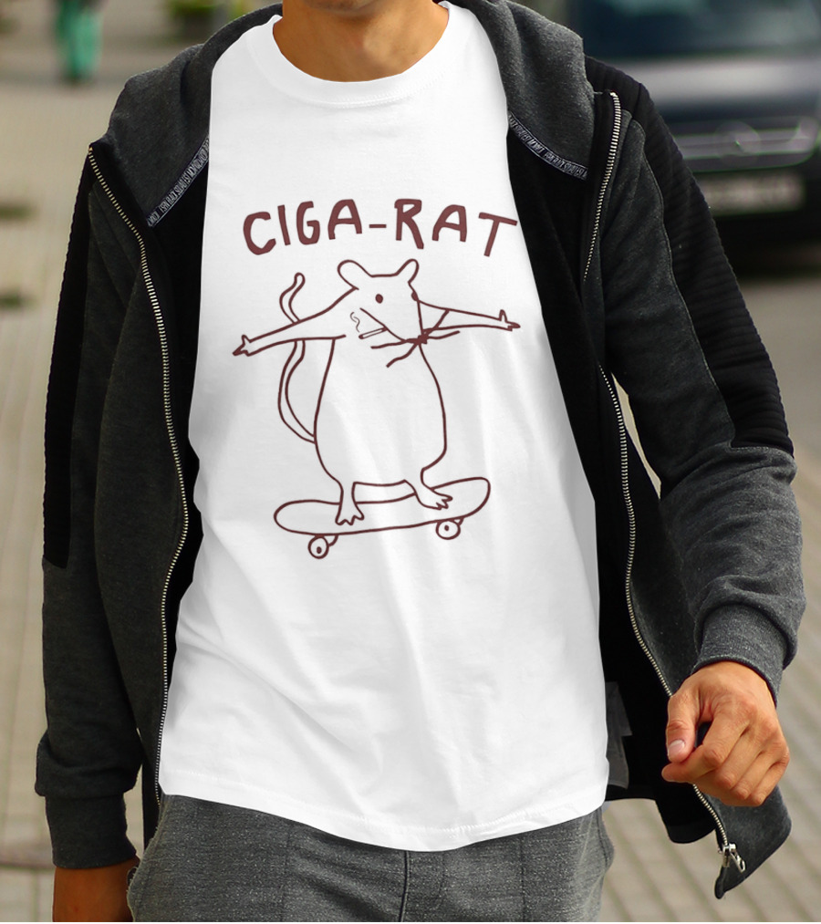 Ciga Rat Smoking Skateboard Rat T-Shirt