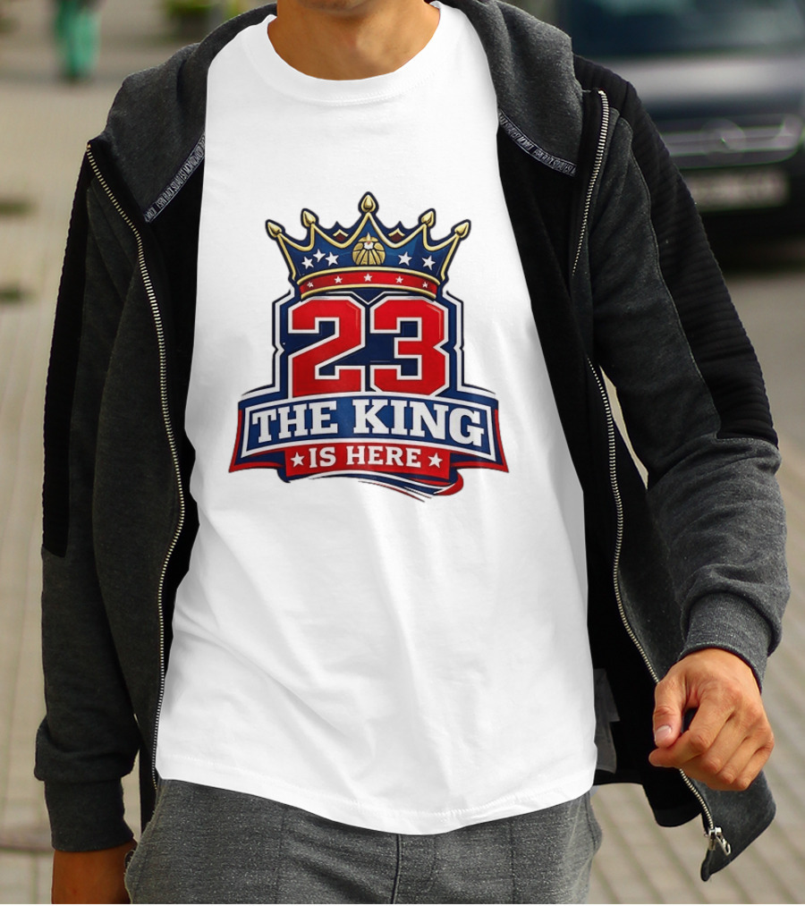 LeBron James 23 The King Is Here Crown Philadelphia 76ers NBA T-Shirt
