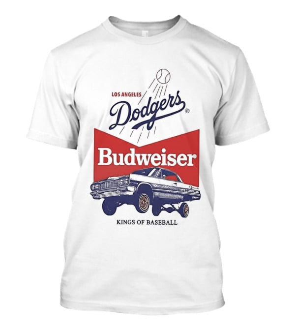 Los Angeles Dodgers Budweiser Kings Of Baseball Retro Car T-Shirt