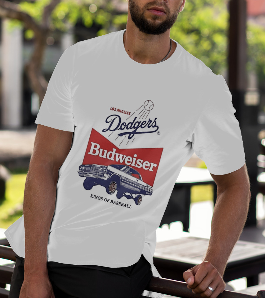Los Angeles Dodgers Budweiser Kings Of Baseball Retro Car T-Shirt
