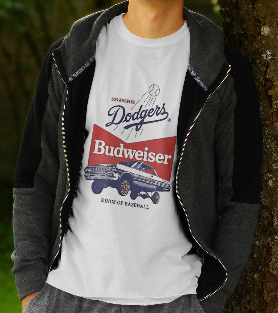 Los Angeles Dodgers Budweiser Kings Of Baseball Retro Car T-Shirt