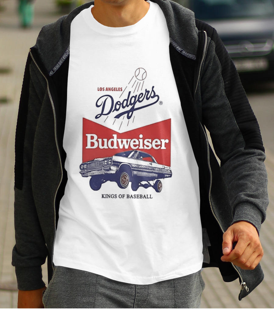 Los Angeles Dodgers Budweiser Kings Of Baseball Retro Car T-Shirt