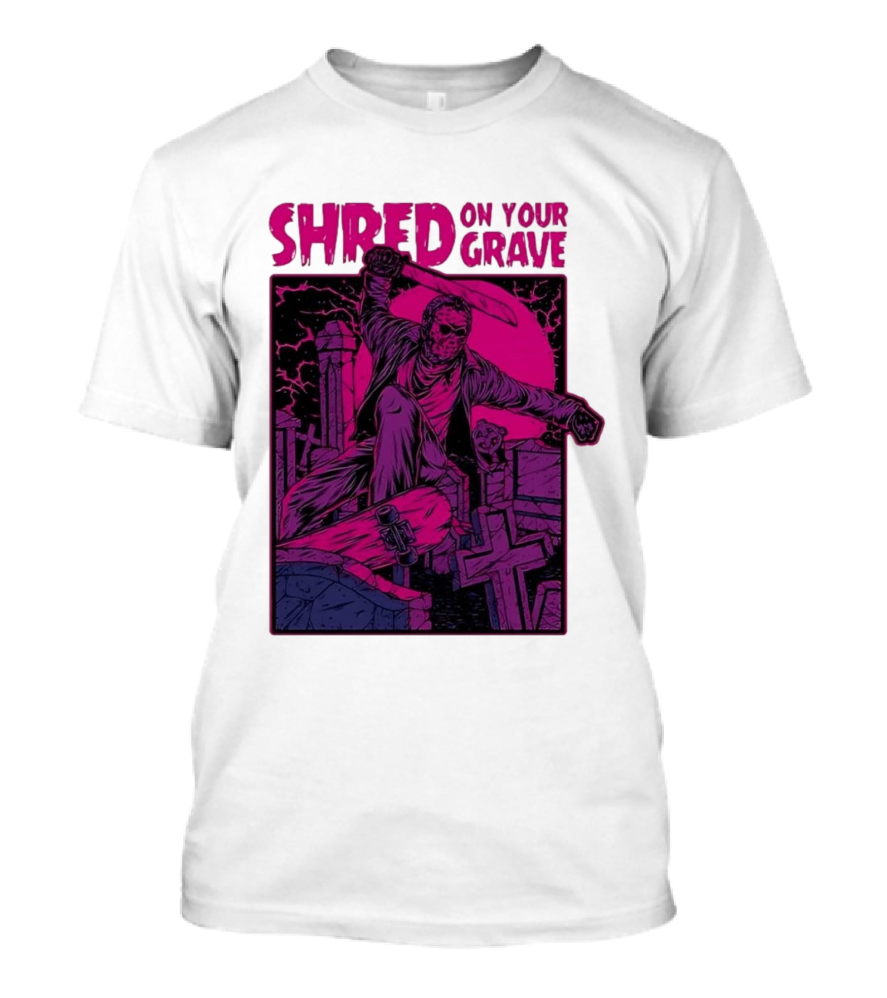 Shred On Your Grave Halloween Skateboarding Tombstones Horror T-Shirt