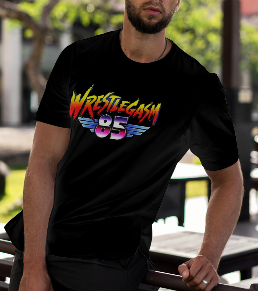 Barrett Pfeiffer Wrestlegasm 85 Retro Style Font Winged T-Shirt