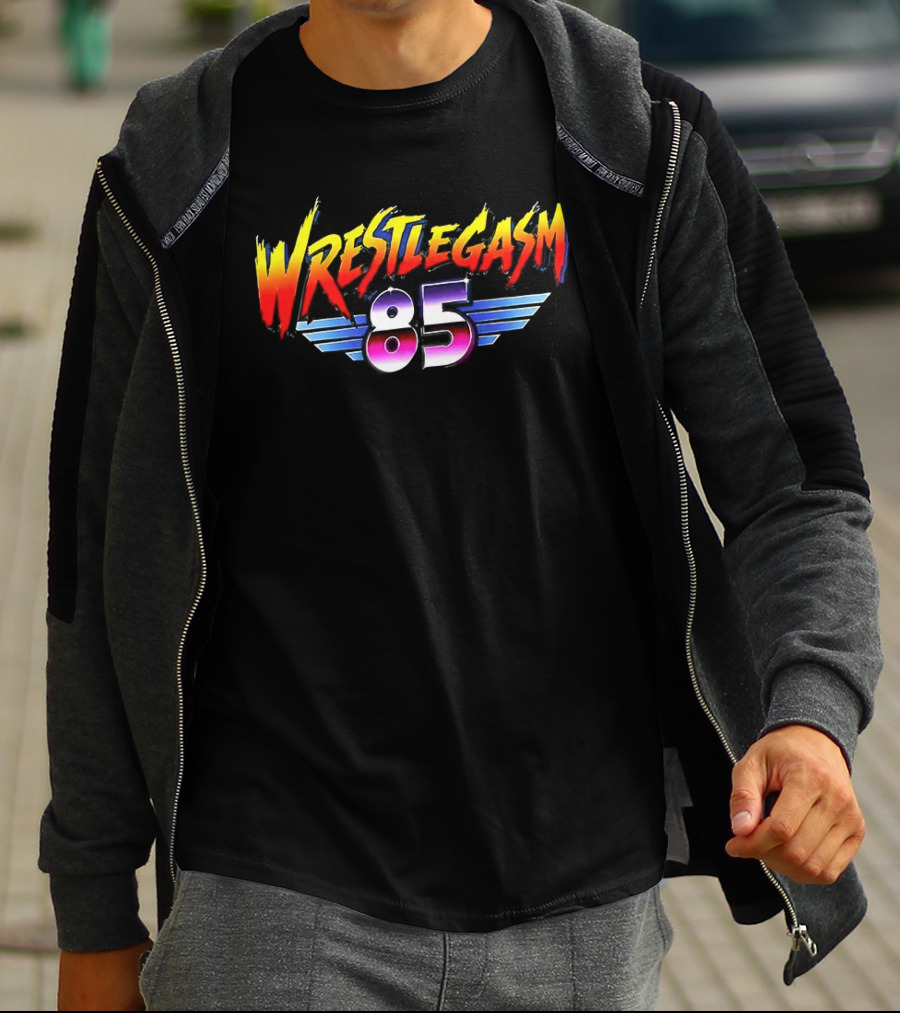 Barrett Pfeiffer Wrestlegasm 85 Retro Style Font Winged T-Shirt