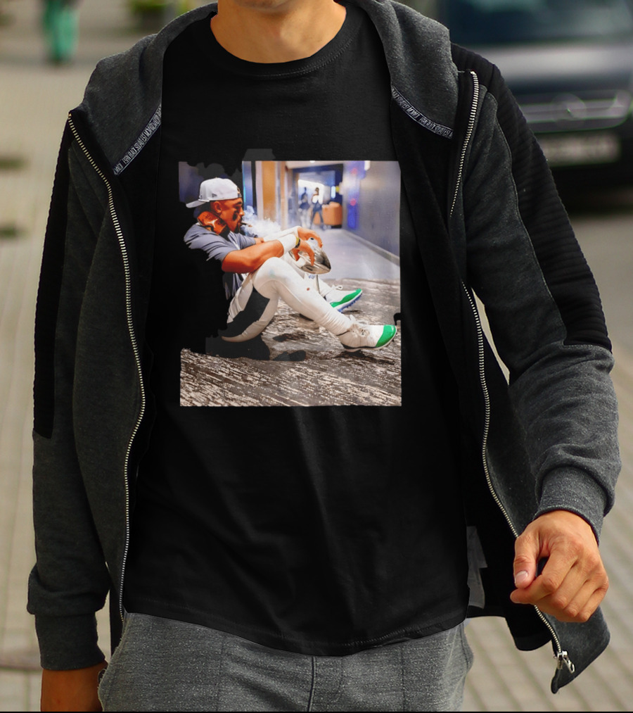 Jalen Hurts Philadelphia Eagles Smoking Trophy Cigar Celebratory Moment T-Shirt