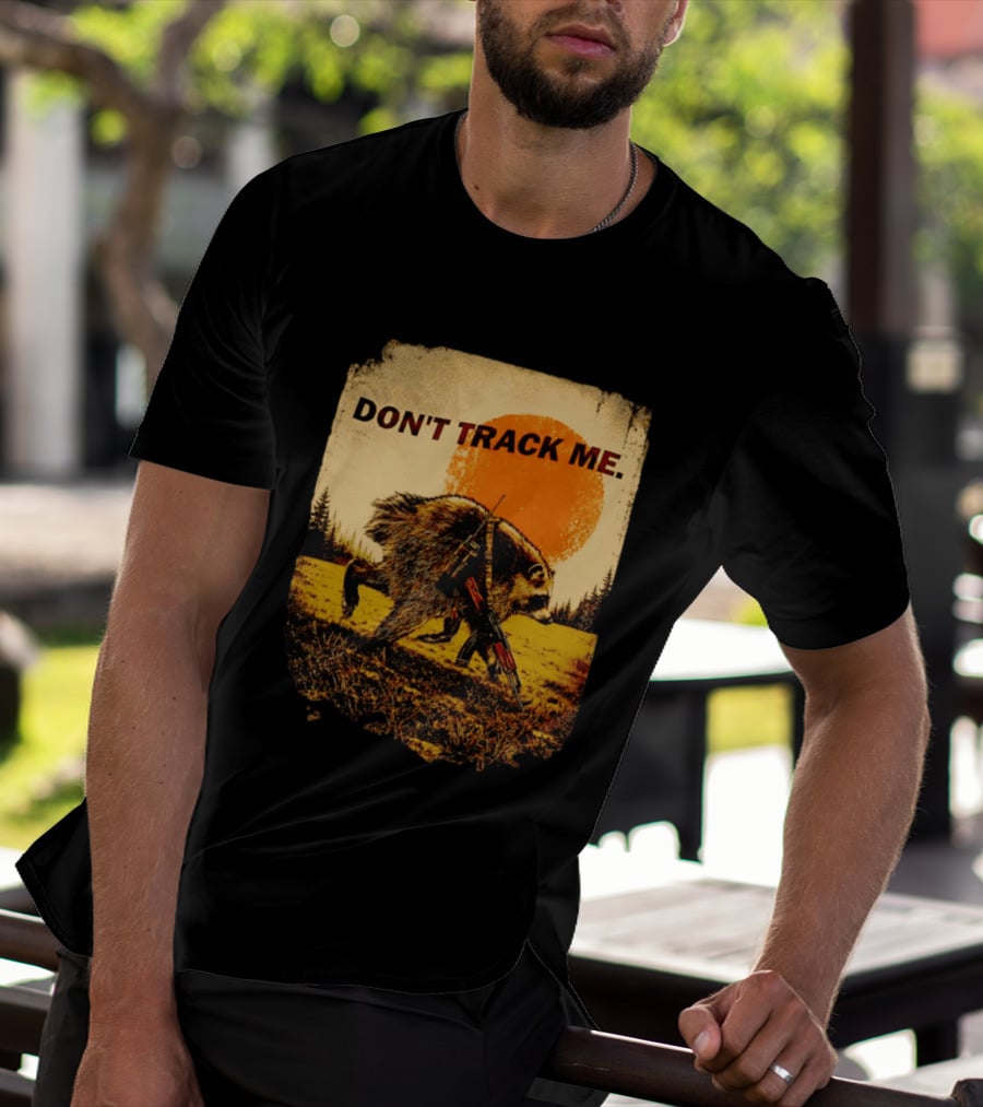 Don't Track Me Raccoon Sunset AK 47 Forest Scene T-Shirt