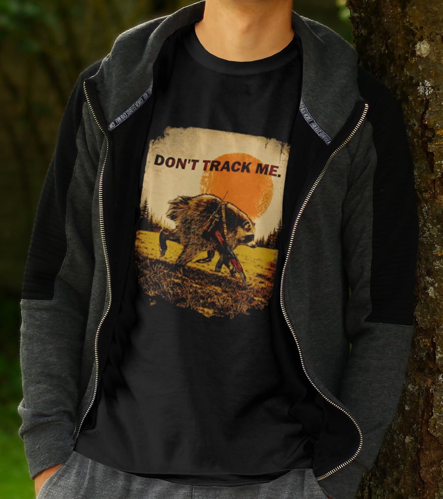 Don't Track Me Raccoon Sunset AK 47 Forest Scene T-Shirt