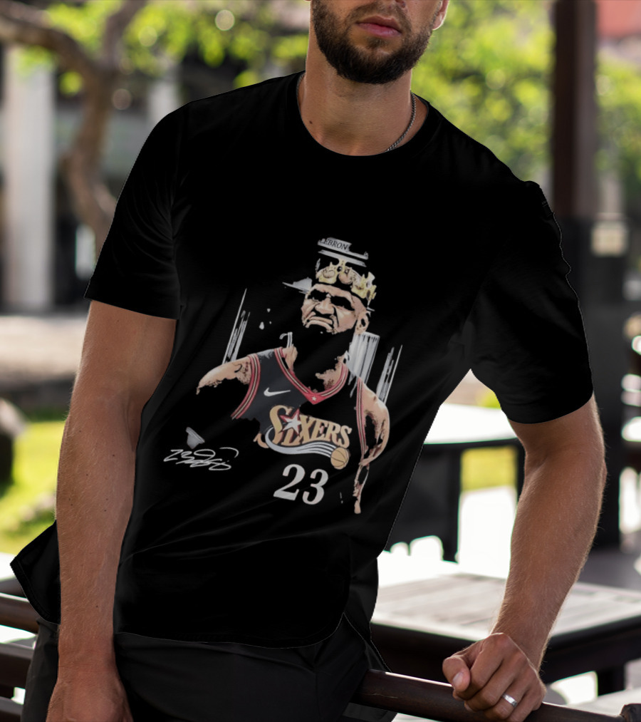 Philadelphia 76ers LeBron James Crown 23 Signature Basketball T-Shirt