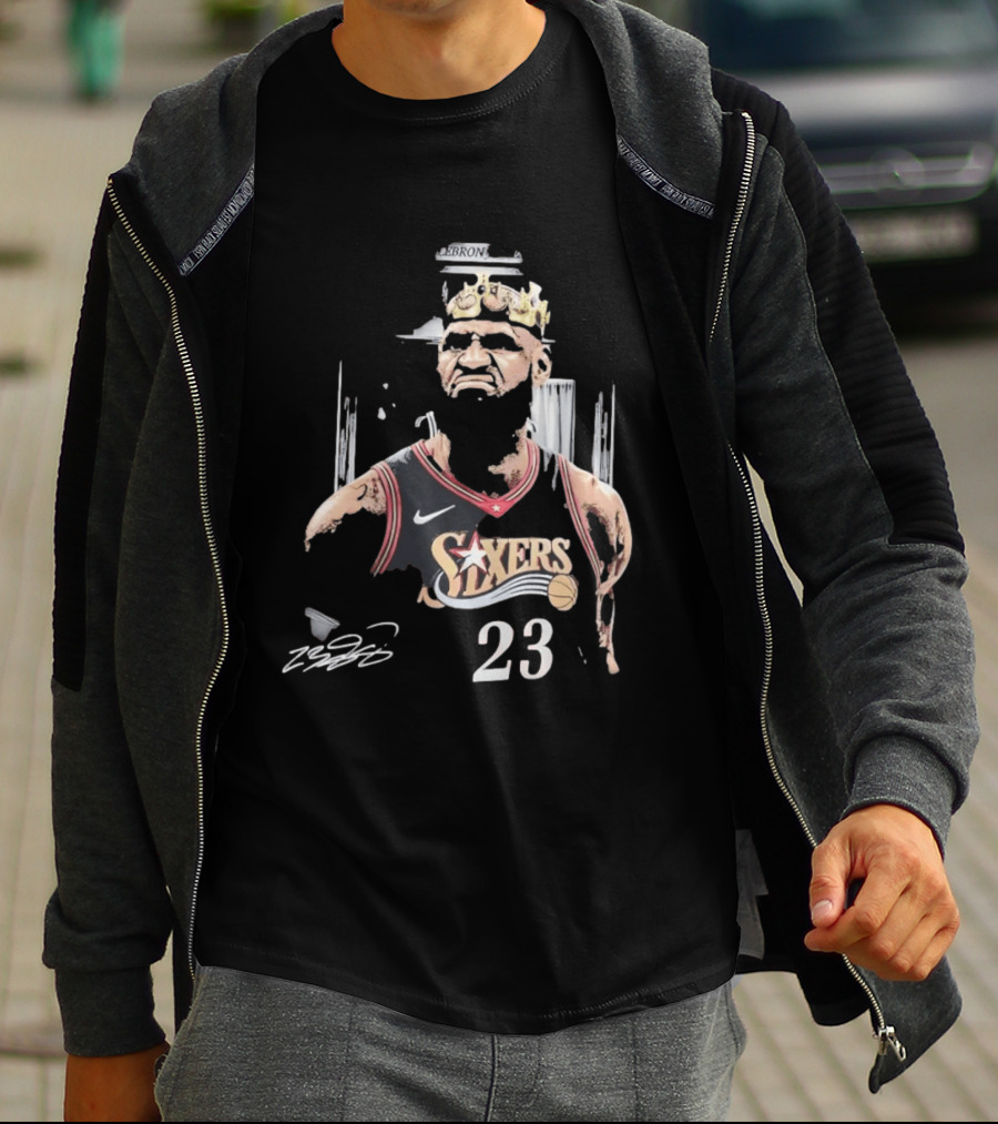 Philadelphia 76ers LeBron James Crown 23 Signature Basketball T-Shirt