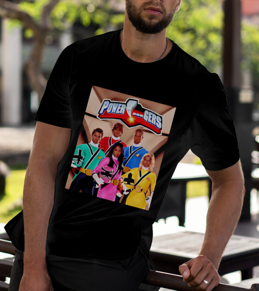 Power Rangers Samurai Team Red Green Pink Yellow Blue Characters T-Shirt
