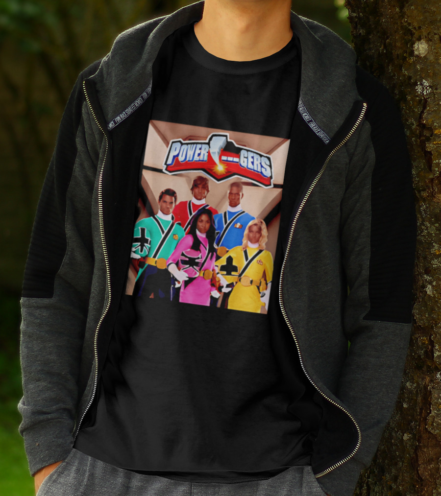 Power Rangers Samurai Team Red Green Pink Yellow Blue Characters T-Shirt