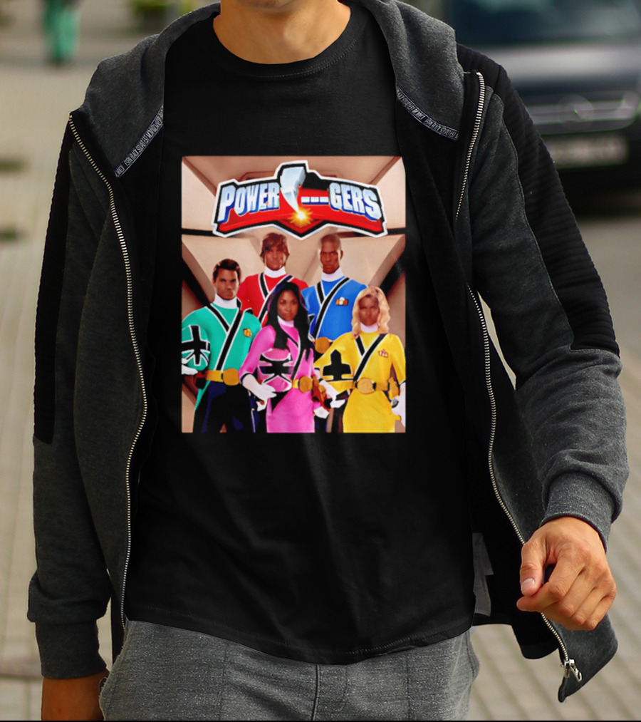 Power Rangers Samurai Team Red Green Pink Yellow Blue Characters T-Shirt