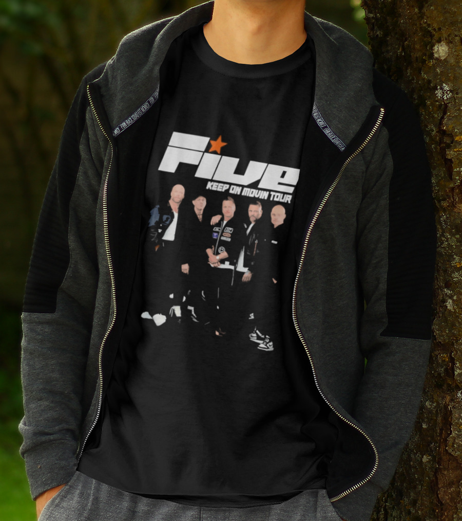 Five Keep On Movin Tour 90s Boyband Nostalgia Star T-Shirt