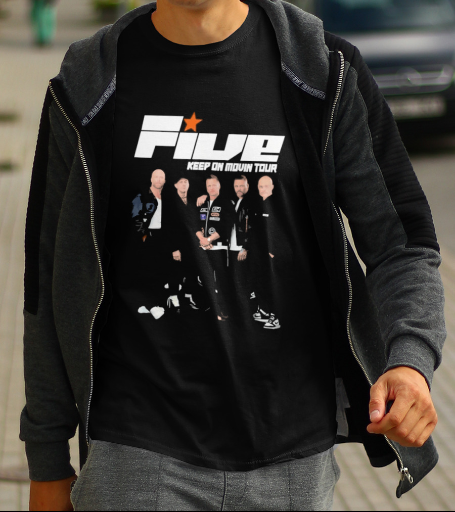 Five Keep On Movin Tour 90s Boyband Nostalgia Star T-Shirt