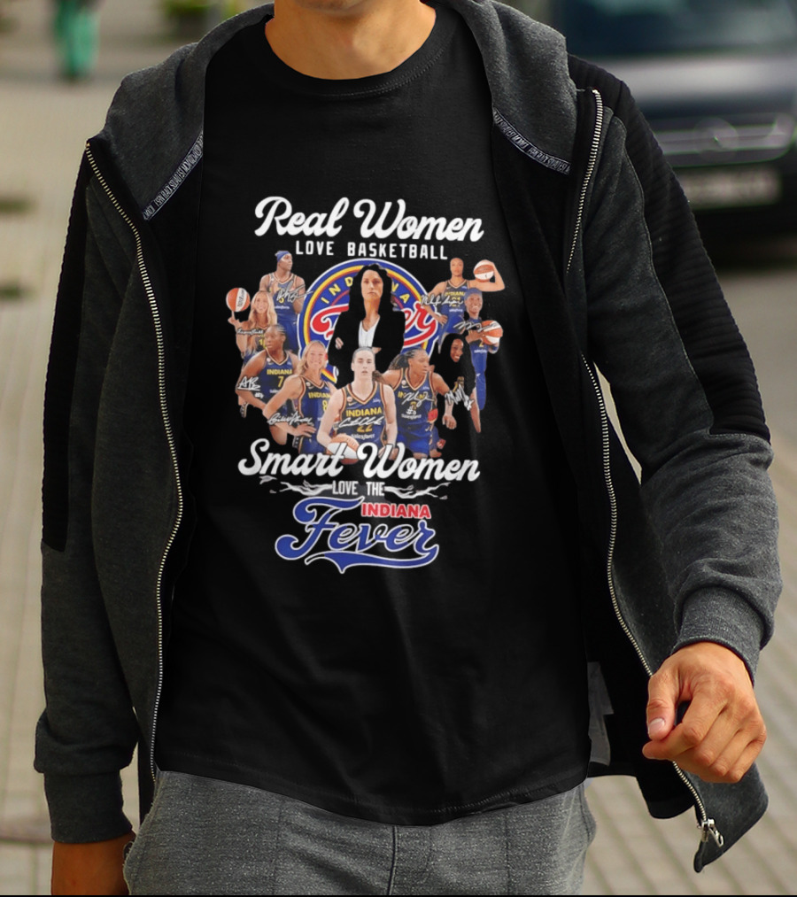 Real Women Love Basketball Smart Women Love The Indiana Fever Team Fan T-Shirt
