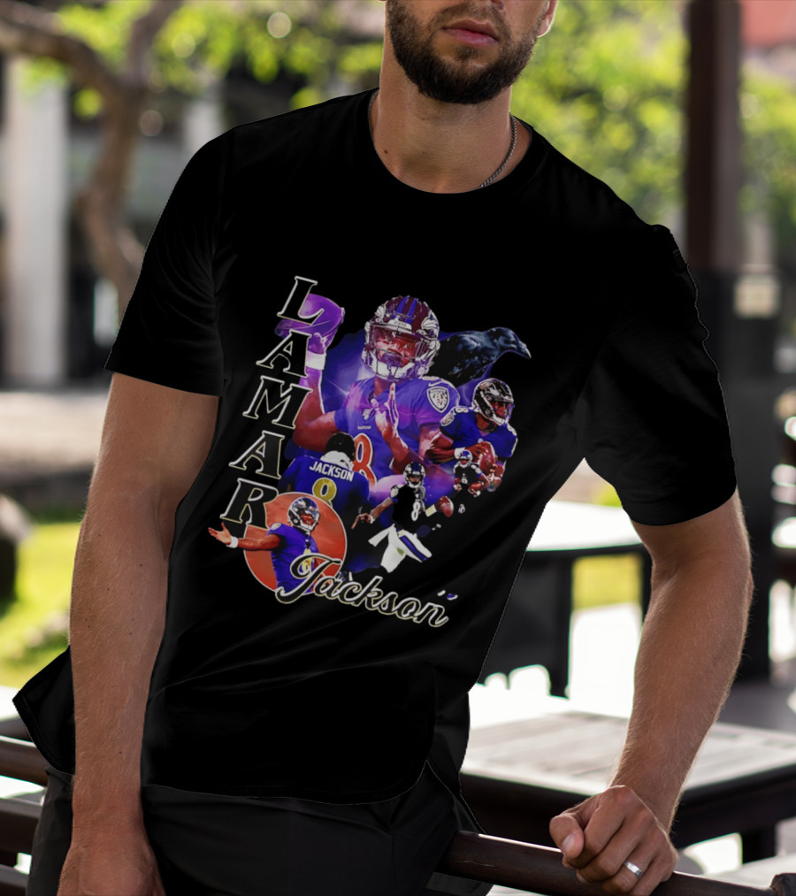 Lamar Jackson Baltimore Ravens Football Collage T-Shirt