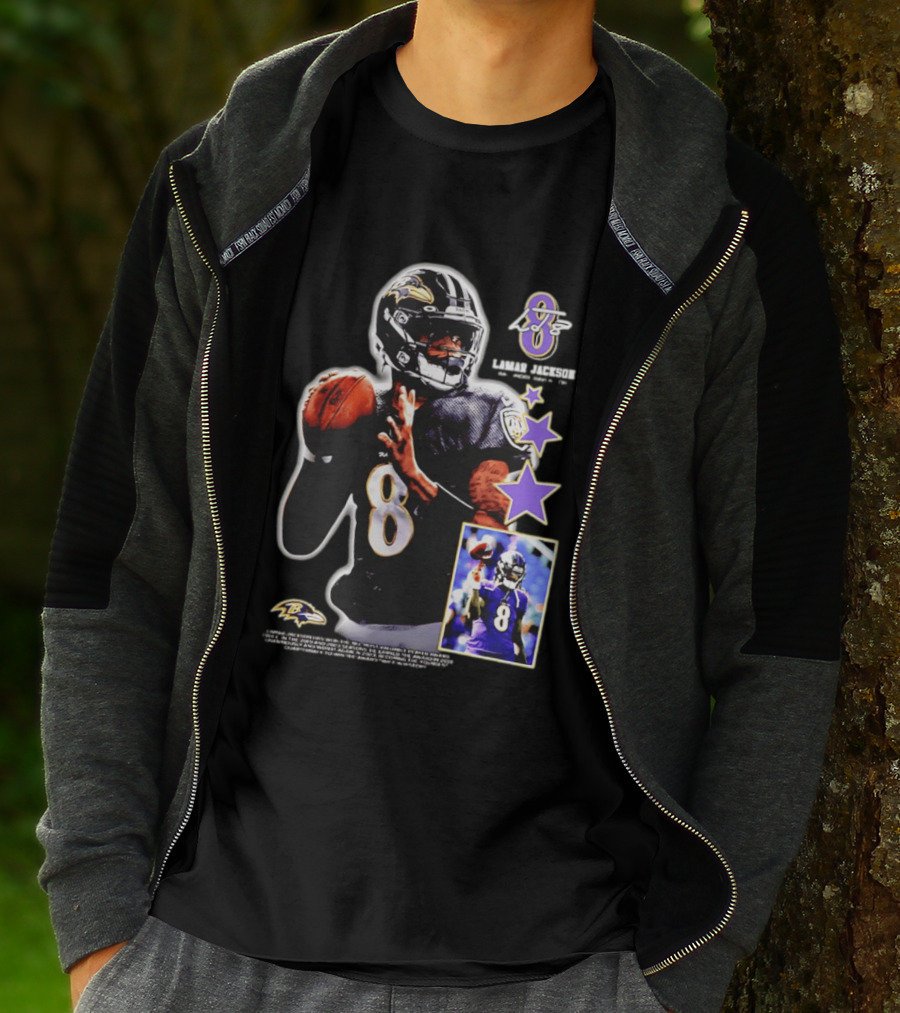 Lamar Jackson Baltimore Ravens No 8 MVP Stars Iconic Football Legend T-Shirt