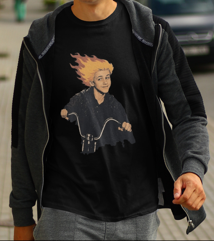 Ghost Rider Comic Style Motorcycle Flame Rider T-Shirt