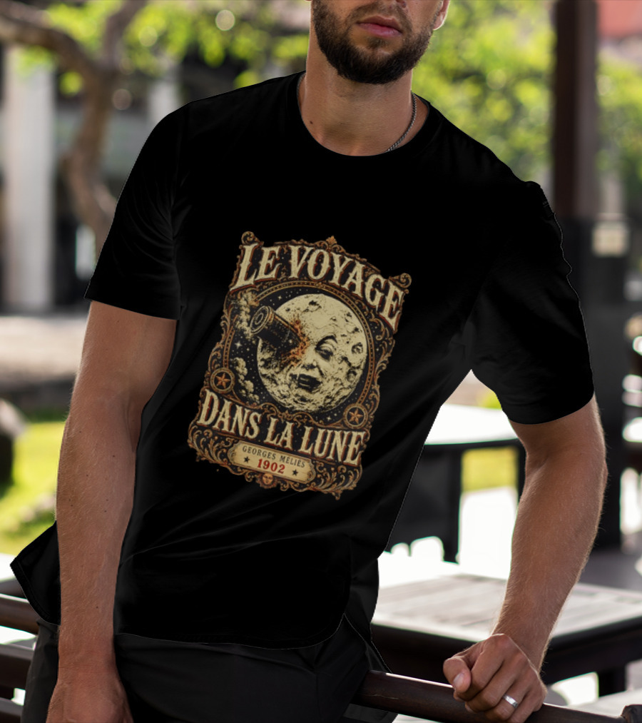 Le Voyage Dans La Lune Georges Méliès 1902 Vintage Space Adventure Moon Face T-Shirt
