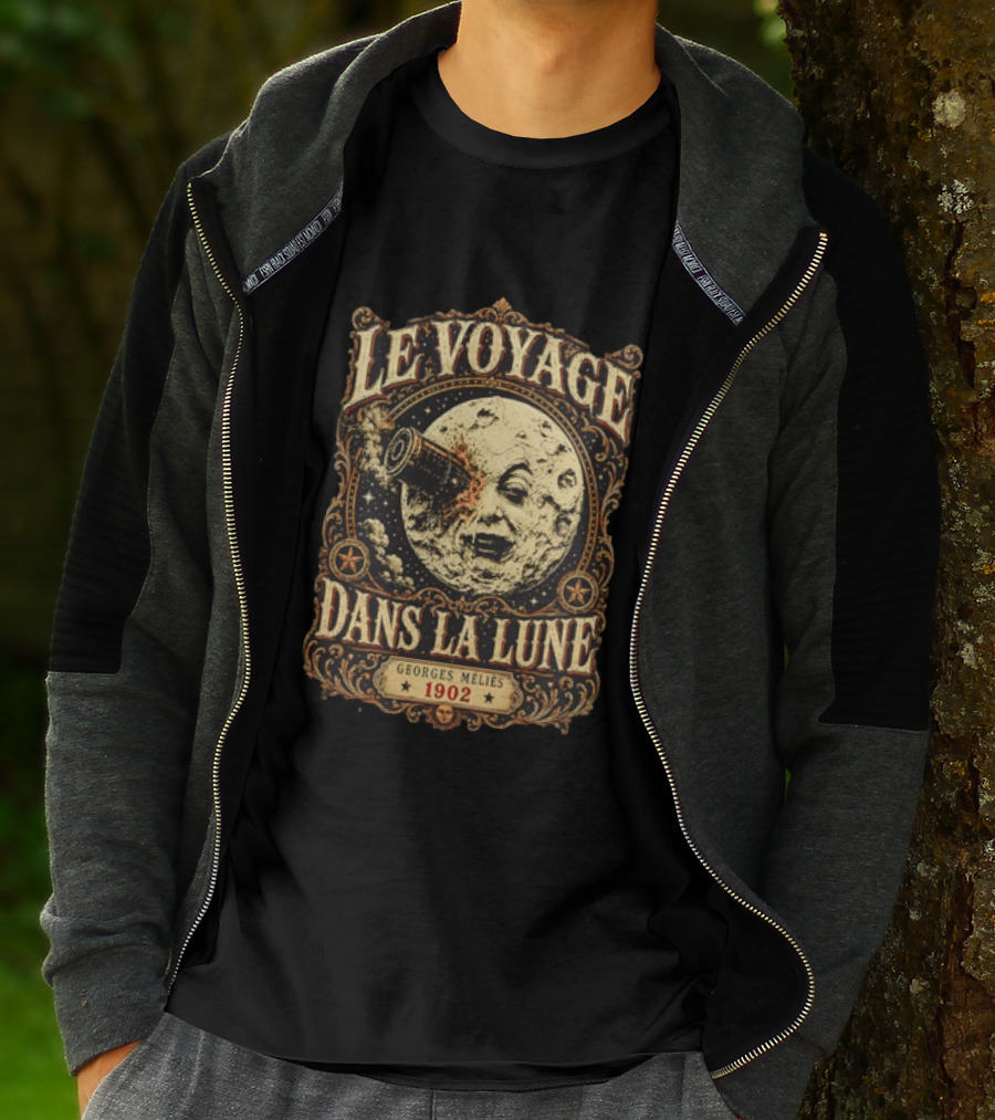 Le Voyage Dans La Lune Georges Méliès 1902 Vintage Space Adventure Moon Face T-Shirt