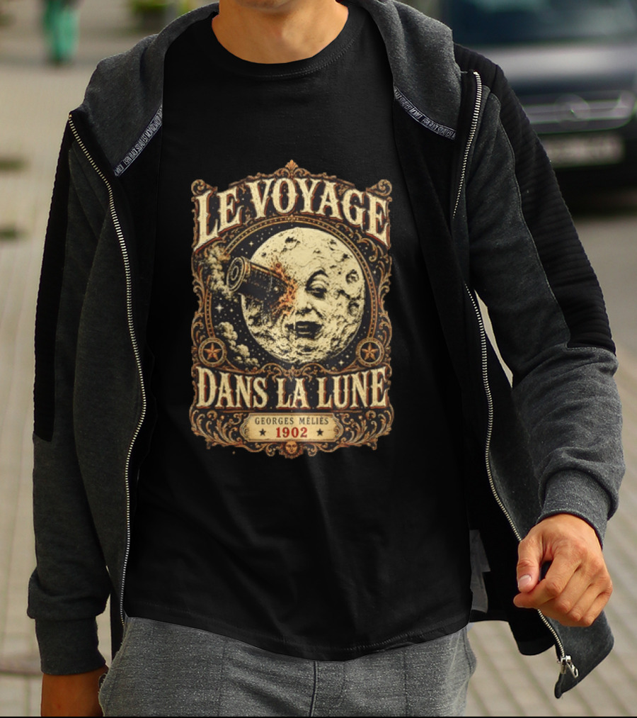 Le Voyage Dans La Lune Georges Méliès 1902 Vintage Space Adventure Moon Face T-Shirt