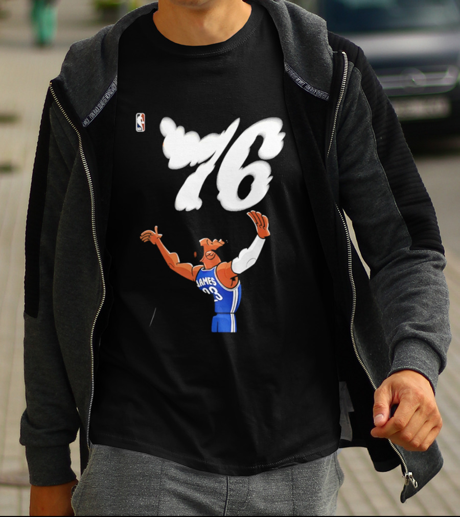 LeBron James 23 Cartoon 76 Philadelphia NBA Jersey Basketball T-Shirt