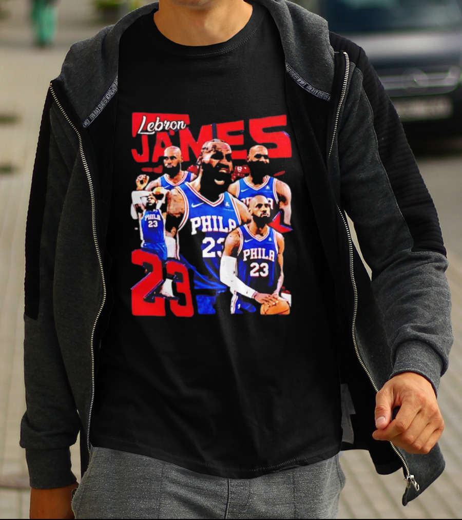 LeBron James No 23 Philadelphia 76ers Collage Legends T-Shirt