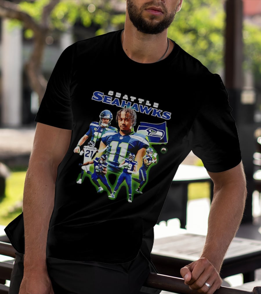 Seattle Seahawks Witherspoon 21 14 11 99 Player Collage T-Shirt
