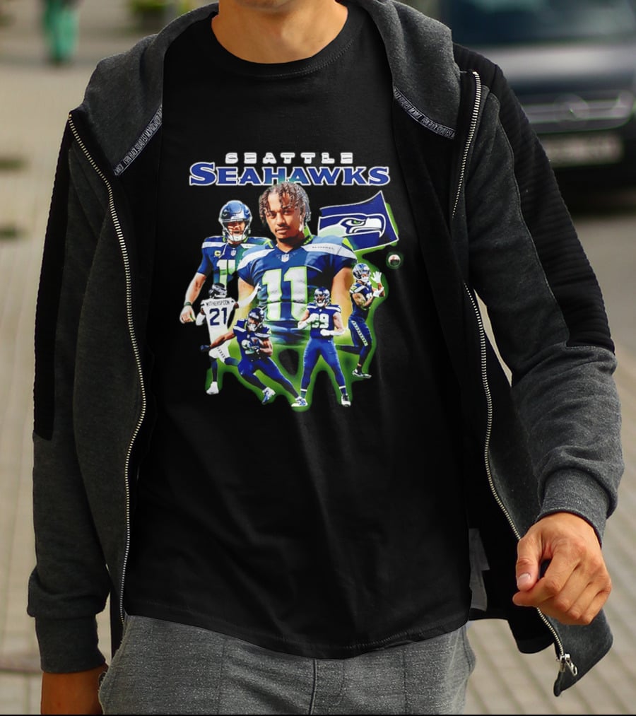 Seattle Seahawks Witherspoon 21 14 11 99 Player Collage T-Shirt