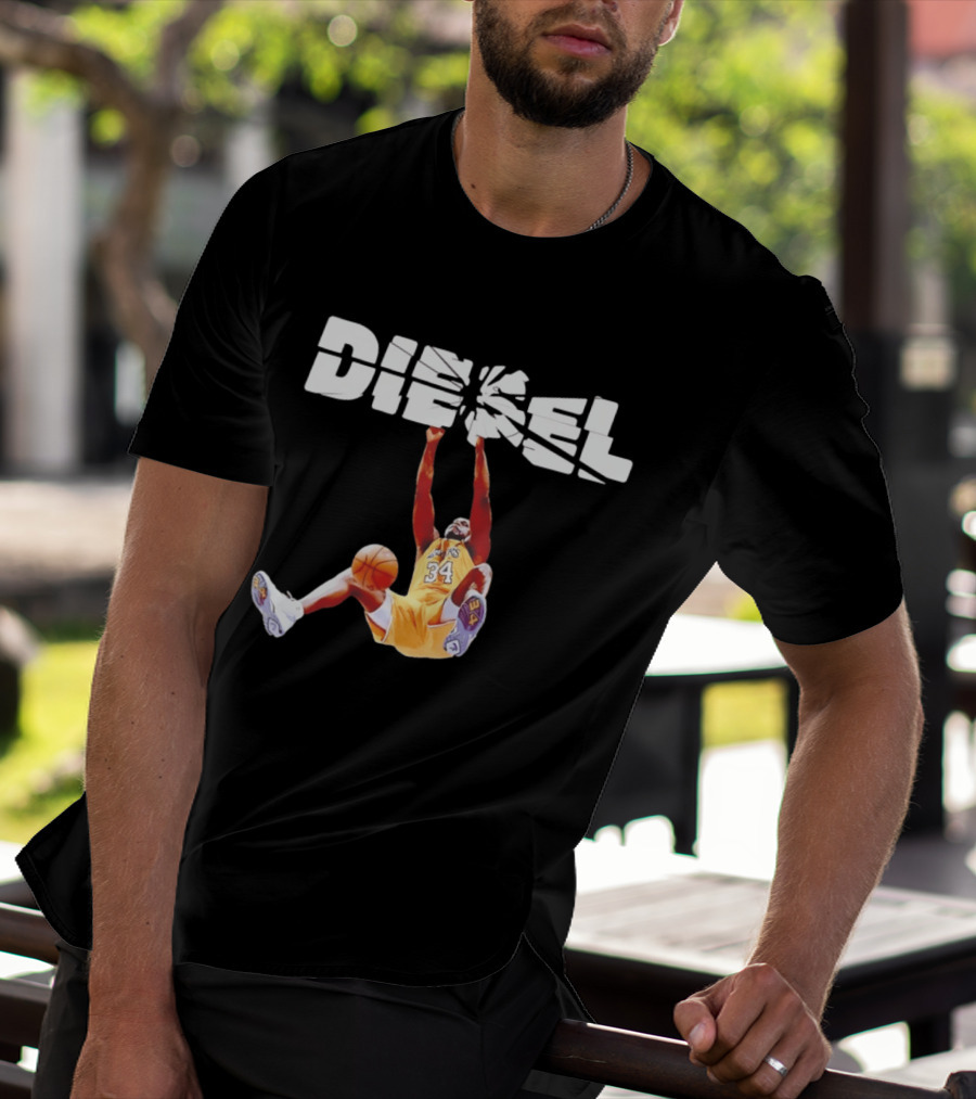 Shaquille O'Neal Diesel Broken Glass Lakers 34 Dunk T-Shirt