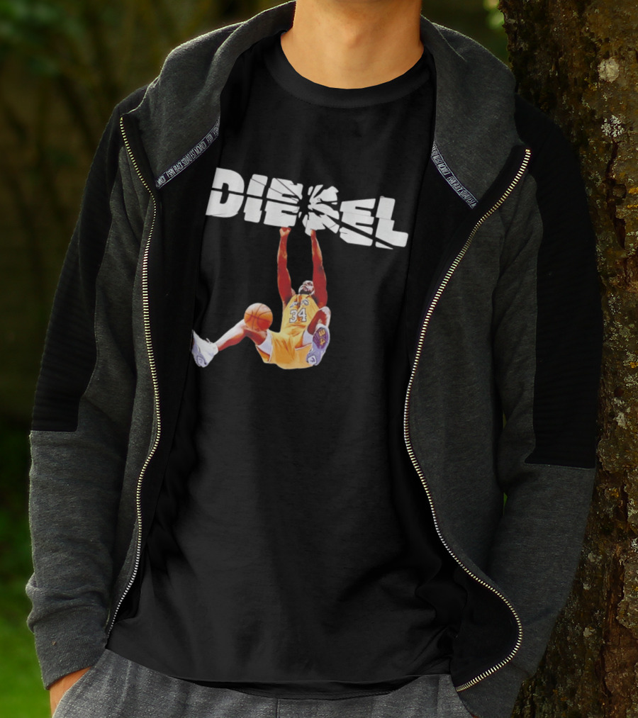 Shaquille O'Neal Diesel Broken Glass Lakers 34 Dunk T-Shirt