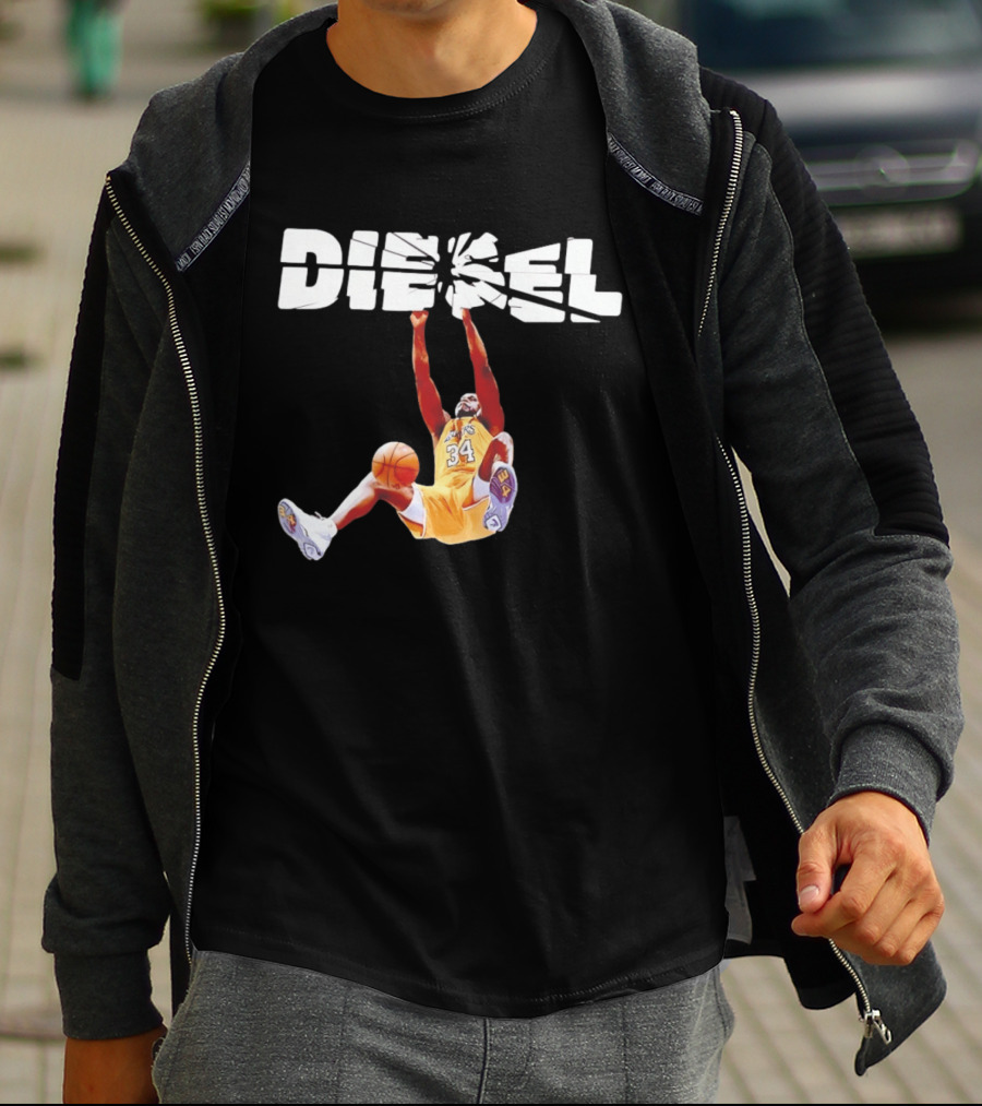 Shaquille O'Neal Diesel Broken Glass Lakers 34 Dunk T-Shirt