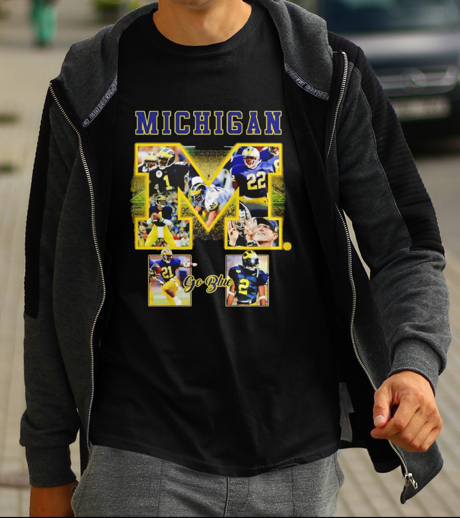 Michigan Wolverines Go Blue Football Iconic Collage T-Shirt