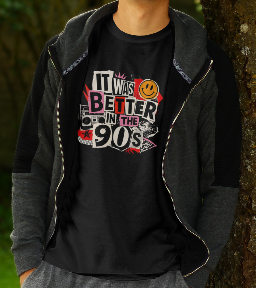 It Was Better In The 90s Boombox And Smiley Face Retro 90s Nostalgia T-Shirt